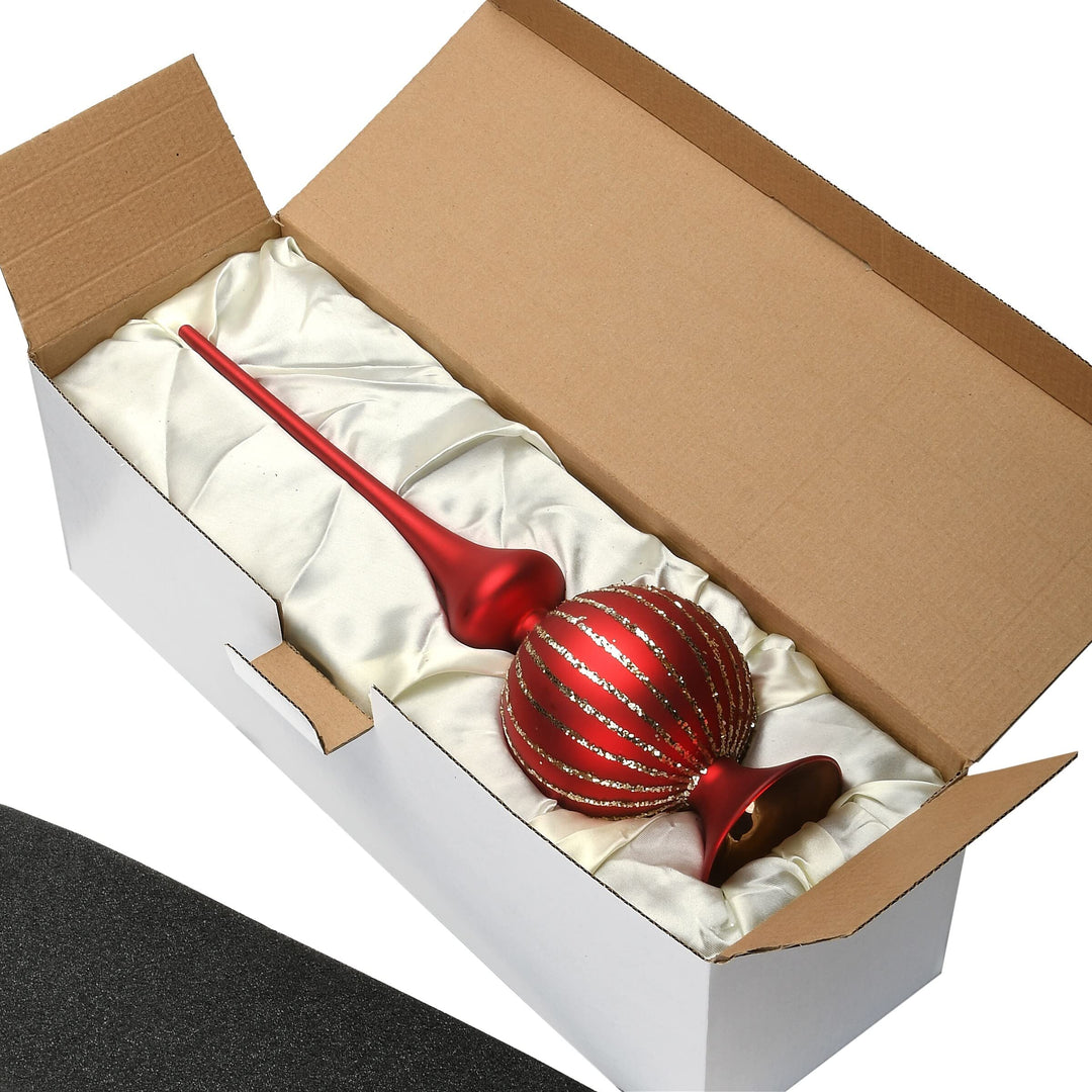 15" Red Glass Christmas Tree Topper 15 in - Diamond Home USA