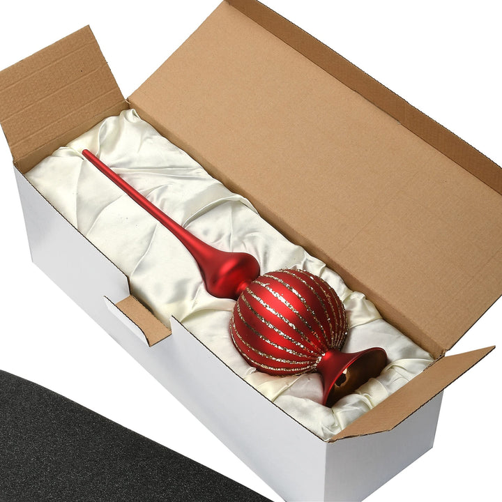 15" Red Glass Christmas Tree Topper 15 in - Diamond Home USA