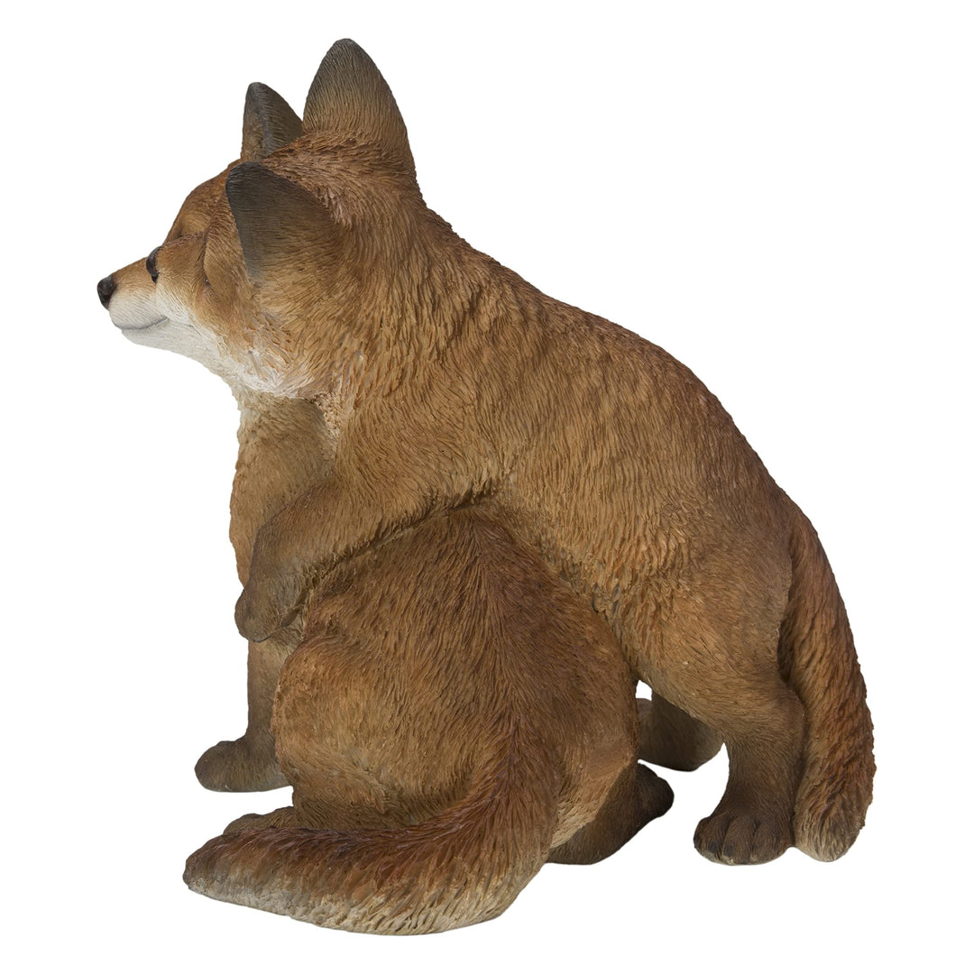 Fox Pups Hugging Ultra Realistic Garden Statue Multi Color Polyresin - Diamond Home USA