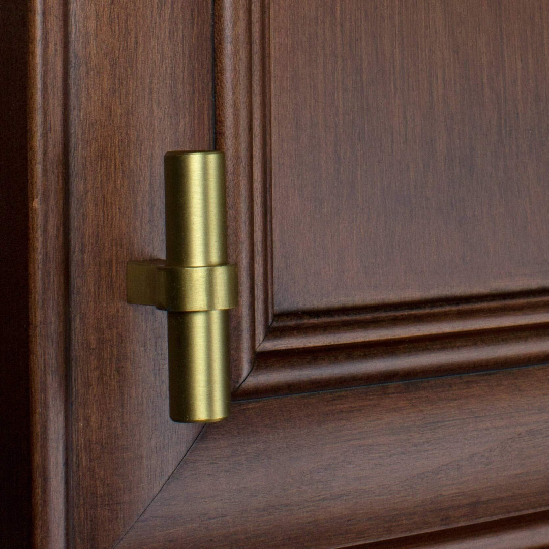 GlideRite 2.25-inch Solid Satin Gold Euro Cabinet T-Knob (Pack of 10) - Diamond Home USA