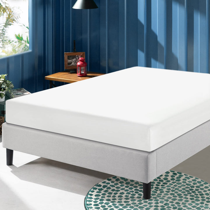 ZINUS Curtis Upholstered Platform Bed Frame / Mattress Foundation / Wood Slat Light Grey - Queen