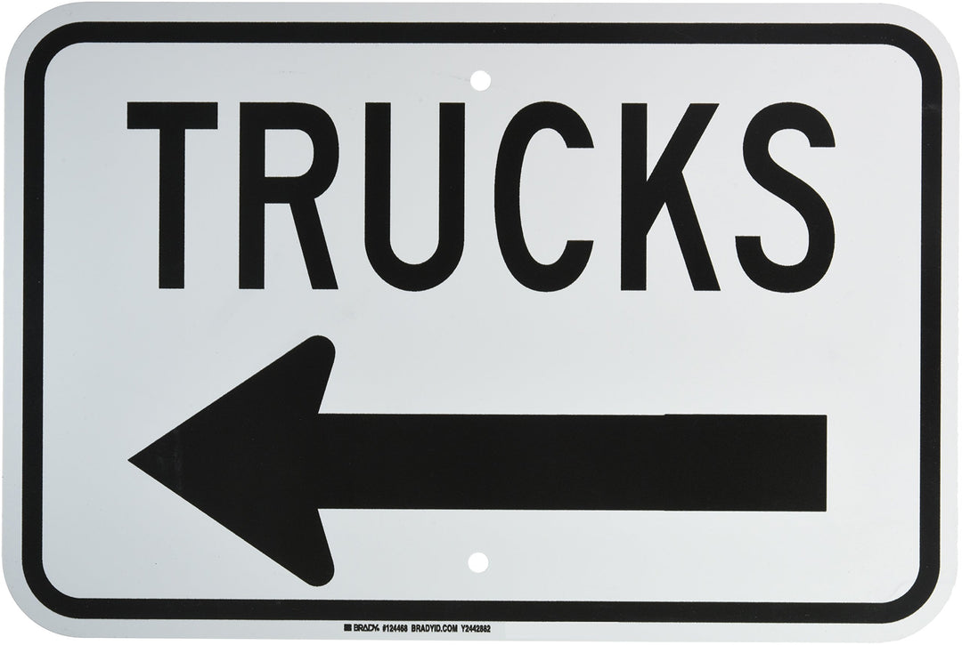 Brady 124468 Traffic Control Sign Legend "Trucks (Left Arrow Picto)" 12"