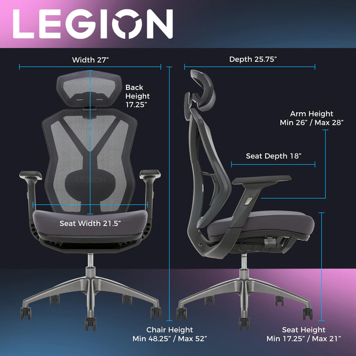 Lenovo Legion Legion Mesh Gaming Chair Space Gray Grey