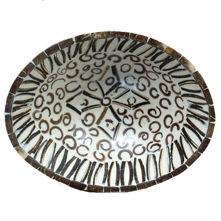 Handmade Natural Cinnamon And Coconut Shell Bowl (Indonesia) - White Brown - Diamond Home USA