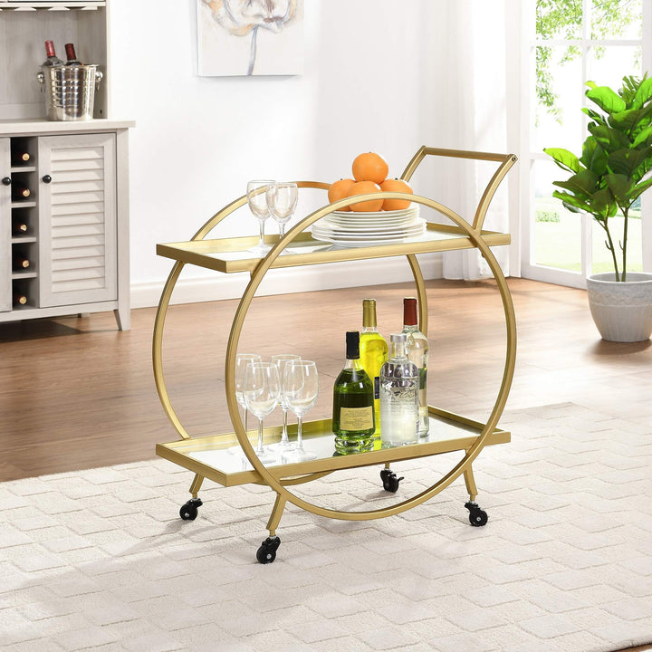 Gold Bar Cart American Crafted Metal 28 X 14 32 in Yellow Modern Contemporary