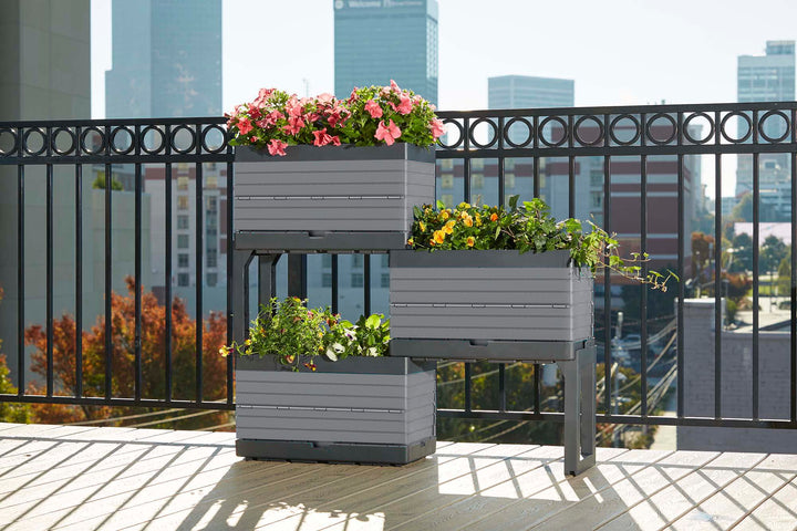 Southern Patio FlexSpace 5-pc. Modular Raised Garden with 3 Collapsible Gray - Diamond Home USA