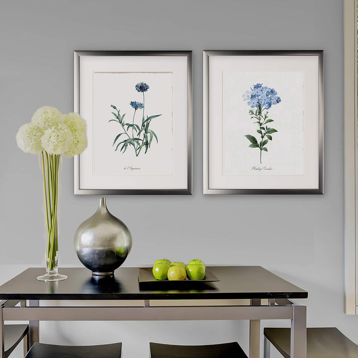 Wexford Home Laurier Rose-2 Piece Set-Silver Frame Art Print 16x20 Imperial Blue - Diamond Home USA