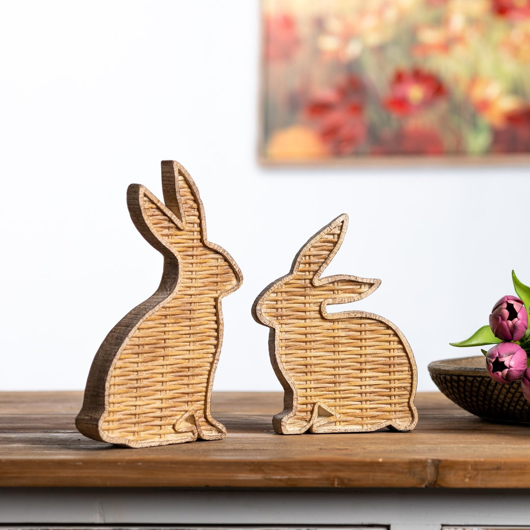 Wicker Rabbit (Set of 2) Black Traditional Resin - Diamond Home USA