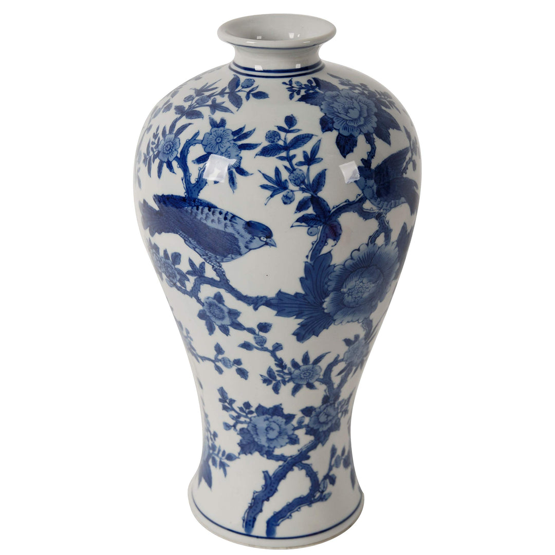 Blue and White Ceramic Bird Vase