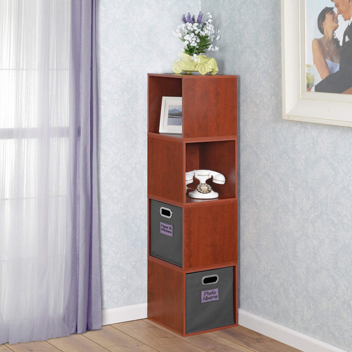 Storage Set 4 Cubes- Cherry Modern Contemporary Laminate Finish - Diamond Home USA