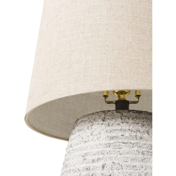 Farmhouse Textured Ceramic Table Lamp 22" h X 15" w 15" d Beige Grey White - Diamond Home USA