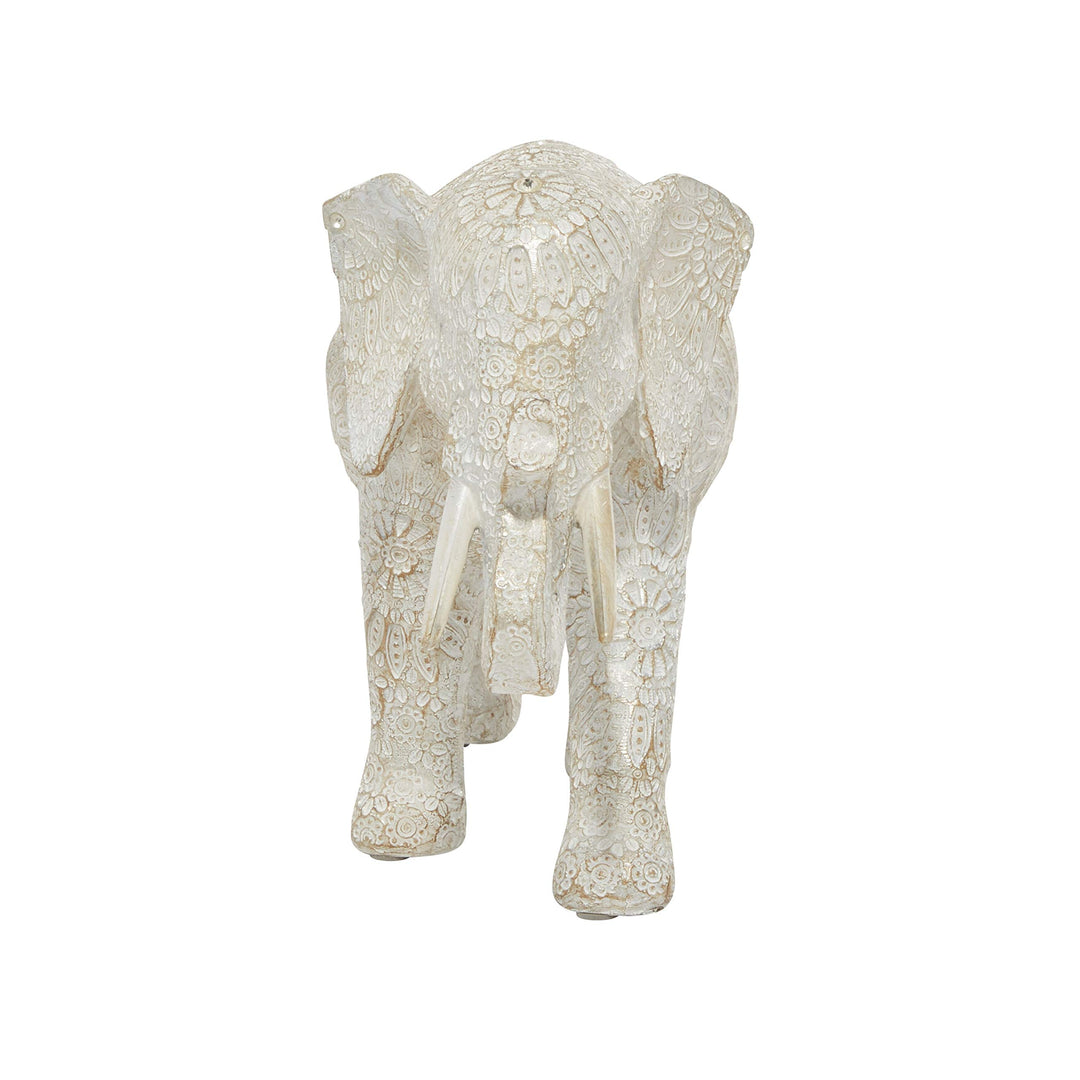 Large White Indian Elephant Sculpture with Rhinestone Accents 5 X 14 9 Cream - Diamond Home USA