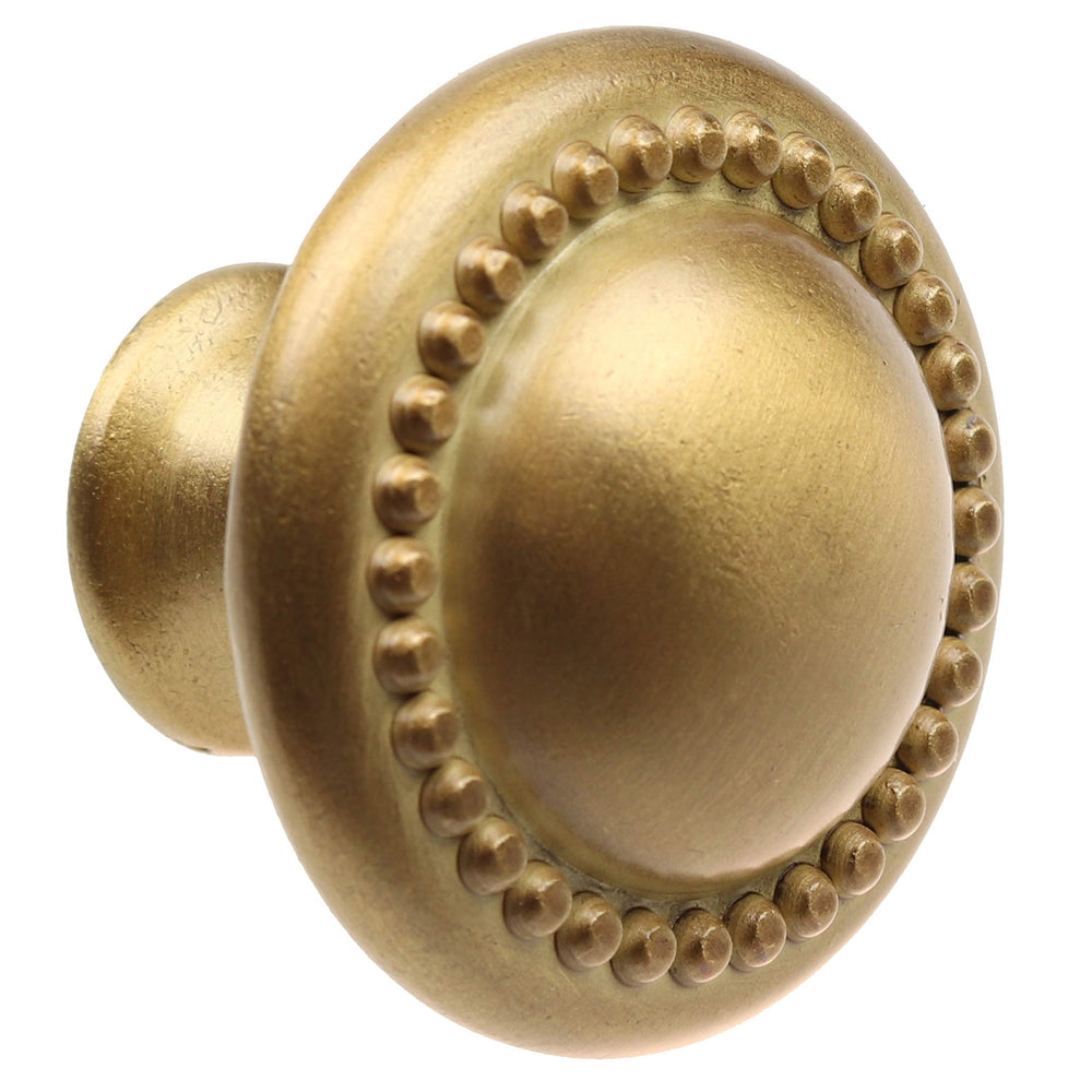 10-Pack 1-1/4-inch Round Beaded Cabinet Knob Satin Gold Modern Contemporary Zinc - Diamond Home USA