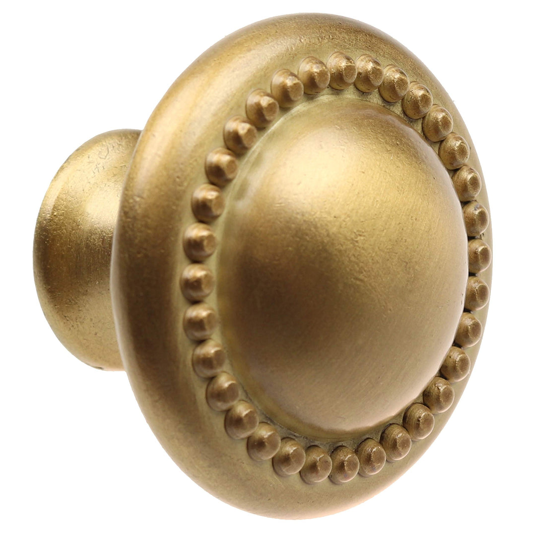 10-Pack 1-1/4-inch Round Beaded Cabinet Knob Satin Gold Modern Contemporary Zinc - Diamond Home USA