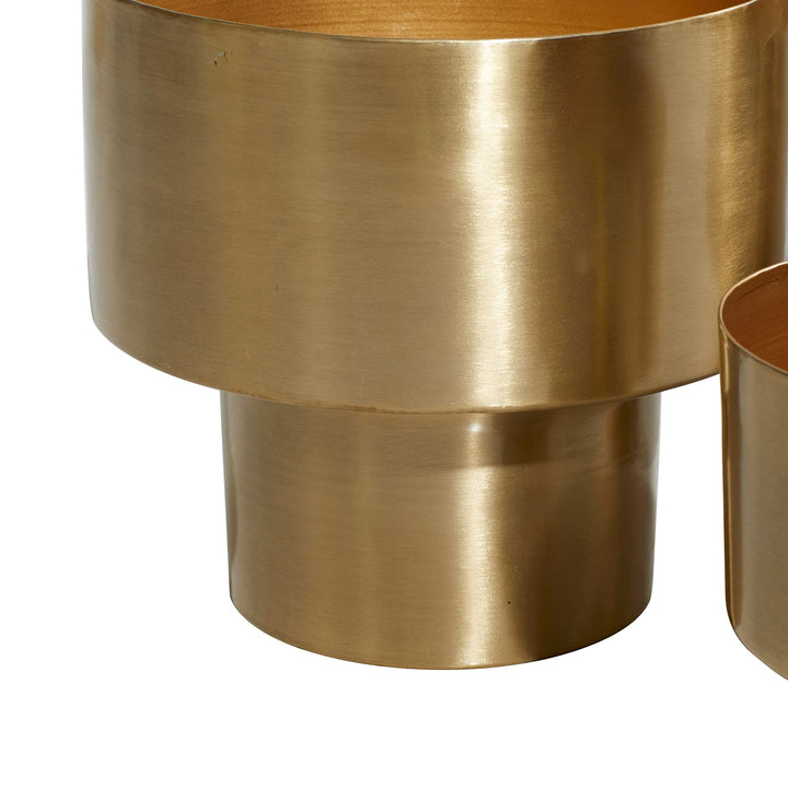 Gold Iron Glam Planter (Set of 3) 12 X 10round Modern Contemporary Round - Diamond Home USA