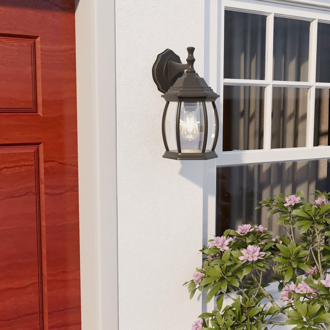 Textured Black Outdoor Wall Light Set of 2 Modern Contemporary Metal Dusk to - Diamond Home USA