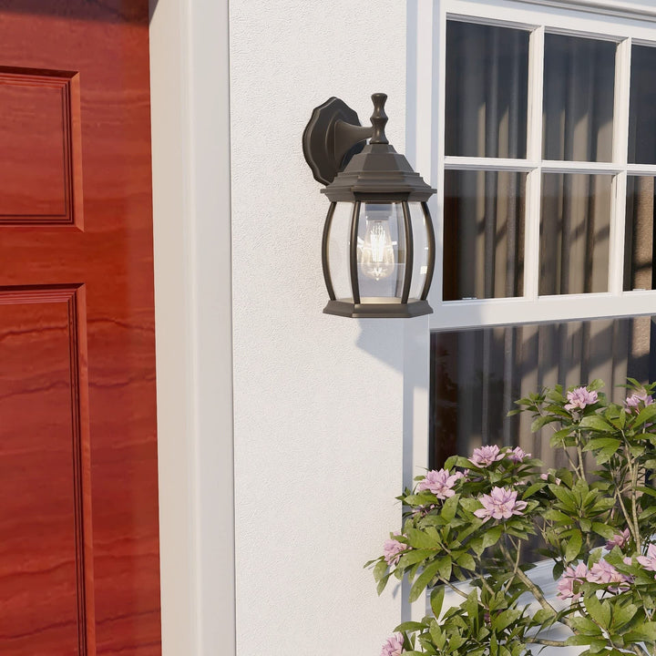 Textured Black Outdoor Wall Light Set of 2 Modern Contemporary Metal Dusk to - Diamond Home USA