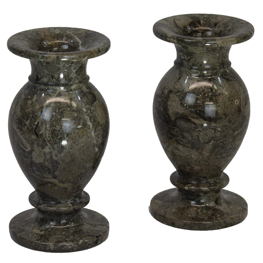 Decorative Marble Gray 6" Table Vase Set of 2 Grey Modern Contemporary Stoneware - Diamond Home USA