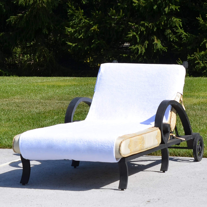 Turkish Cotton Standard Size Chaise Lounge Towel Cover White Solid Color - Diamond Home USA