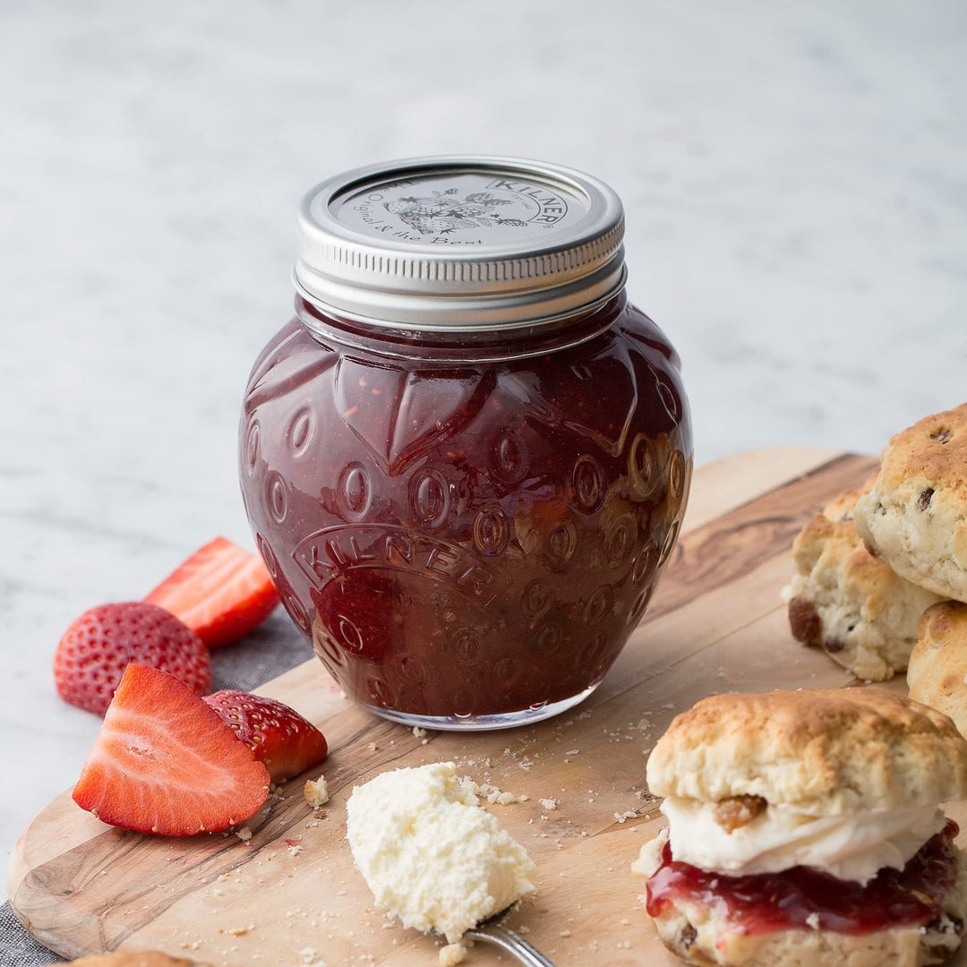 Set of 6 Strawberry Fruit Jars Clear Glass