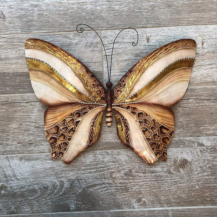 Handmade Wall Butterfly with Copper and Pearl (Philippines) Modern - Diamond Home USA