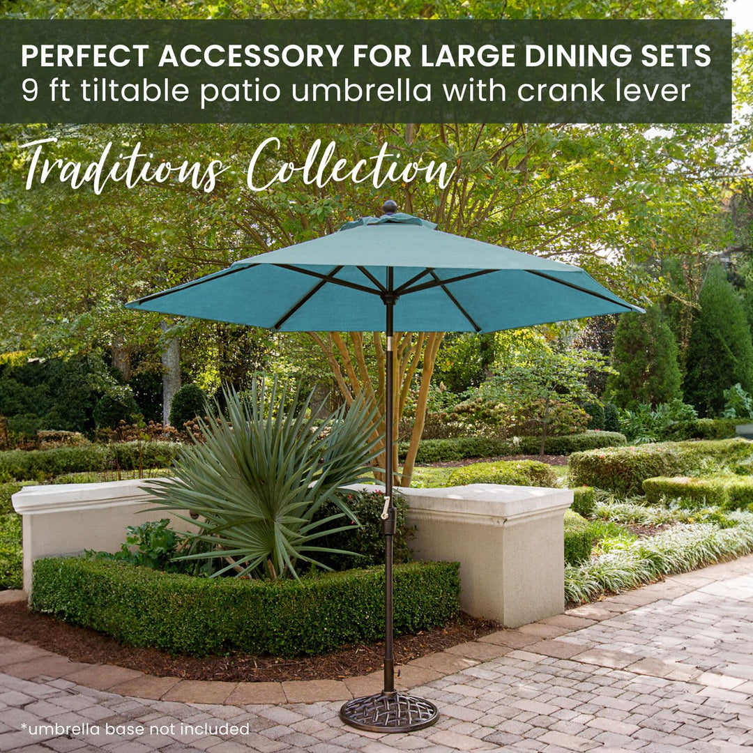 Hanover Traditions 9 Ft. Market Outdoor Umbrella with Tilt Crank Lever - Diamond Home USA