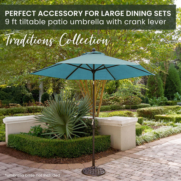 Hanover Traditions 9 Ft. Market Outdoor Umbrella with Tilt Crank Lever - Diamond Home USA