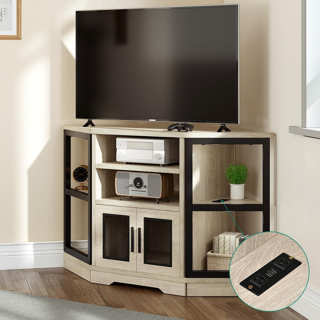 Farmhouse Corner Tv Stand Entertainment Center Media Console for Tvs Up to 55" Oak - Diamond Home USA