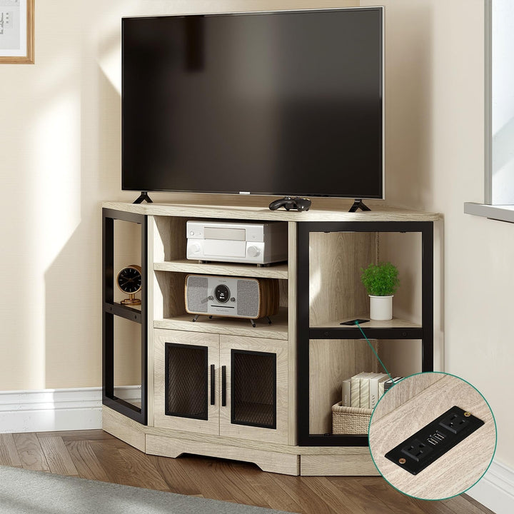 Farmhouse Corner Tv Stand Entertainment Center Media Console for Tvs Up to 55" Oak - Diamond Home USA