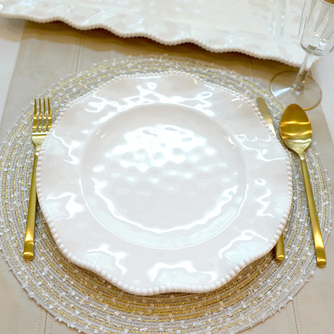 Certified International Perlette Cream Melamine 11" Dinner Plates Set of 4 Beige - Diamond Home USA