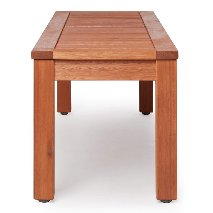Eucalyptus Backless Patio Bench Natural Mid-Century Modern 100% Fsc Wood Water - Diamond Home USA