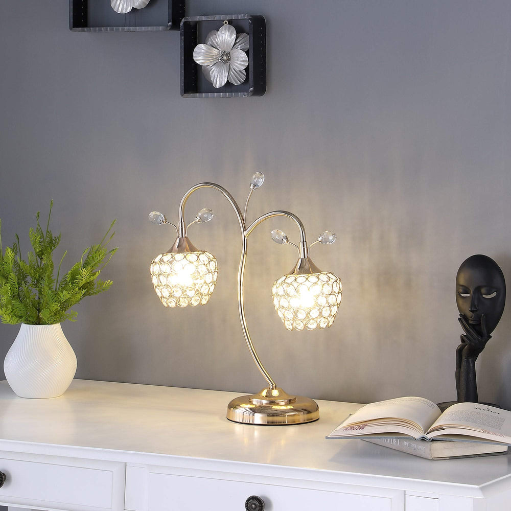 17.25 in. Rose Gold Floral Glam Metal Table Lamp Modern Contemporary - Diamond Home USA