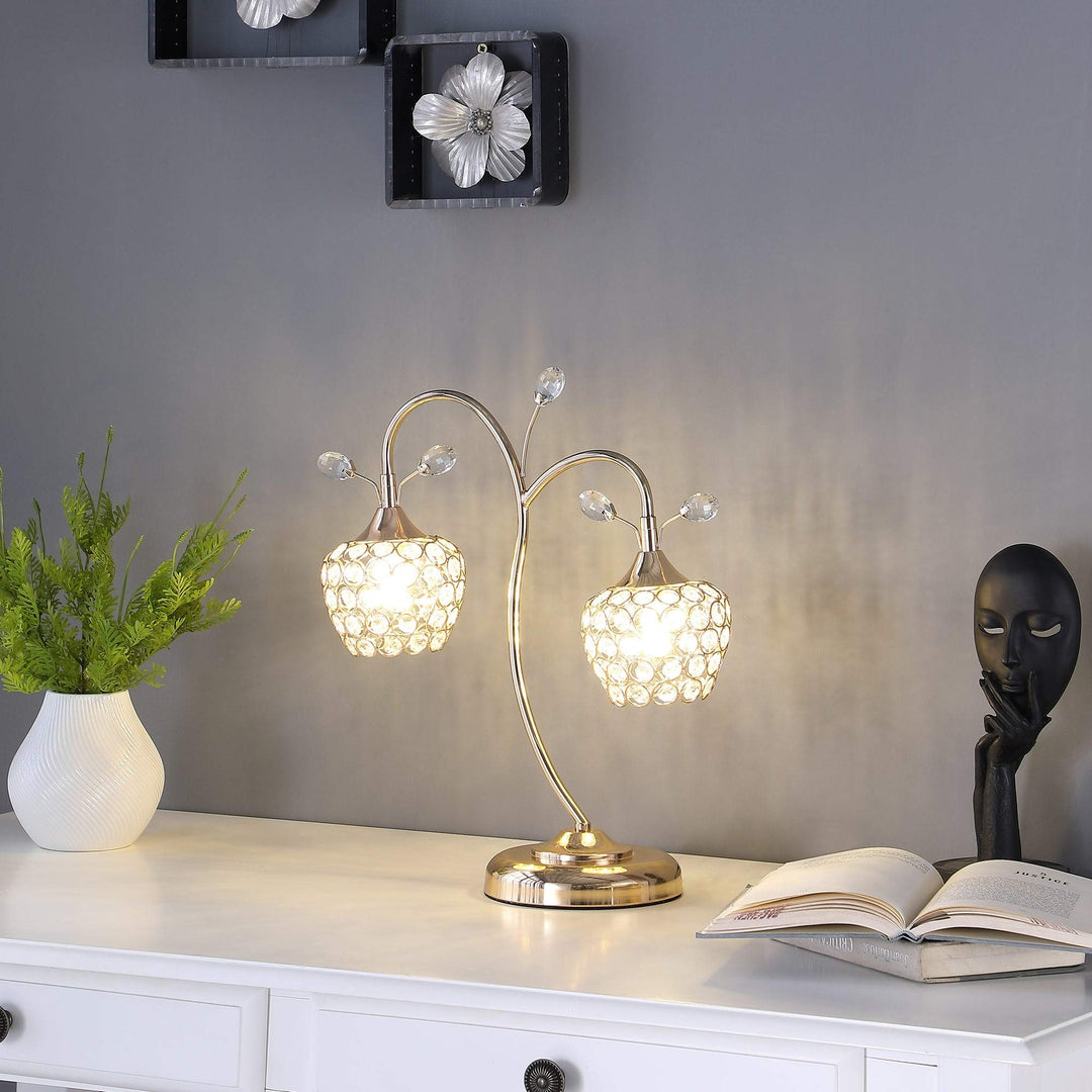 17.25 in. Rose Gold Floral Glam Metal Table Lamp Modern Contemporary - Diamond Home USA