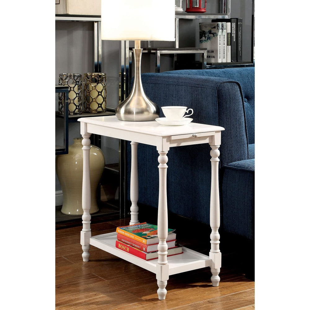 Transitional Style Side Table with Hidden Tray in White Traditional - Diamond Home USA