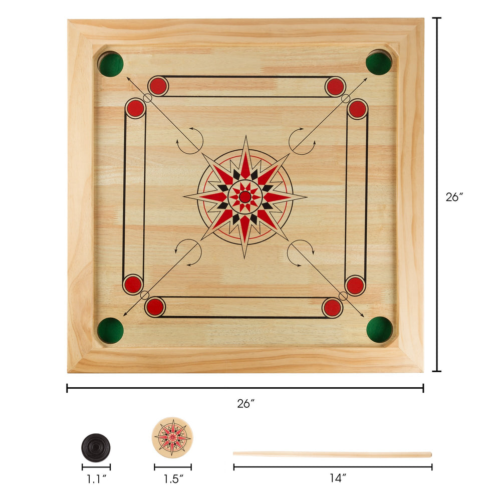 Hey! Play! Carrom oard Game - Wooden Strike and Pocket Game Set with Group of - Diamond Home USA