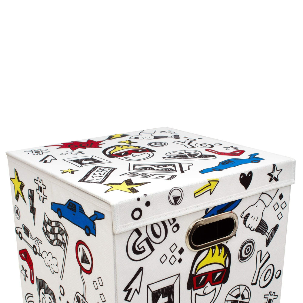 Laundry Hamper Gaming 14" X 26" Multi Color Polyester - Diamond Home USA