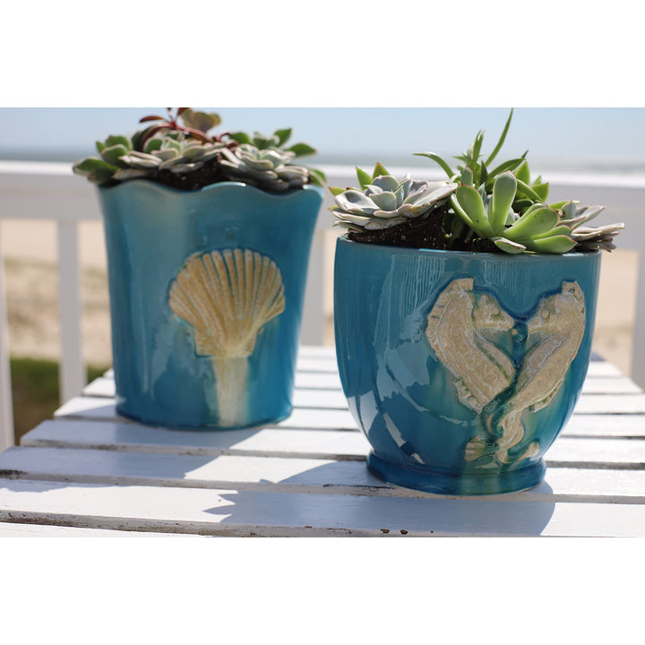 Claybarn Grotto Aqua 8" Seashell Planter - Diamond Home USA