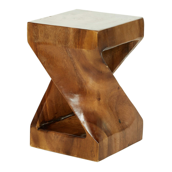 Wood Side Table 12 Inches Wide 18 High Brown Traditional Stained