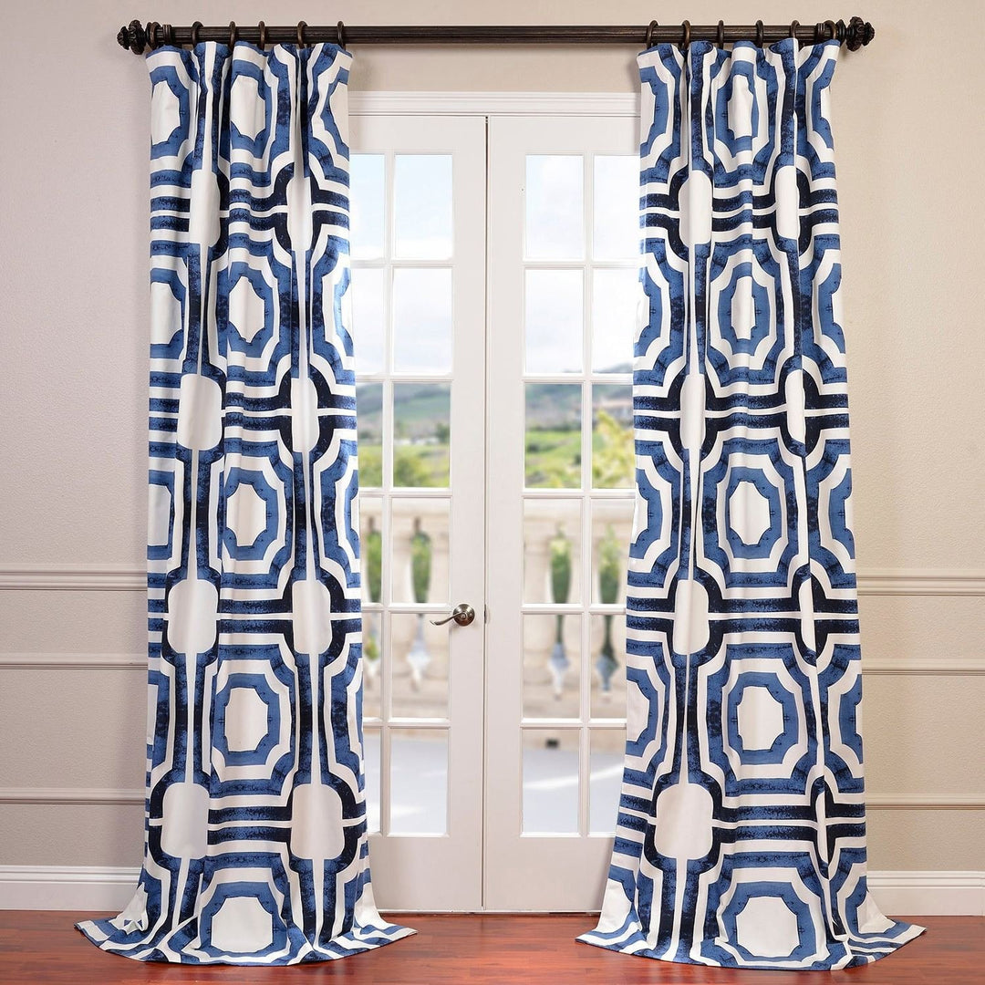 1 Piece Mecca Printed Window Curtain 96 Inch Tile Moroccan Octagon