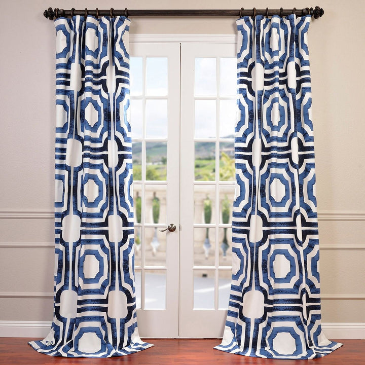 1 Piece Mecca Printed Window Curtain 96 Inch Tile Moroccan Octagon