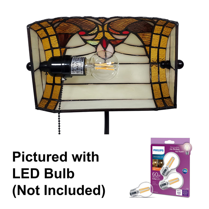 Amora Lighting Tiffany Style Stained Glass 16" Tall Desk Lamp Dark Amber - Diamond Home USA