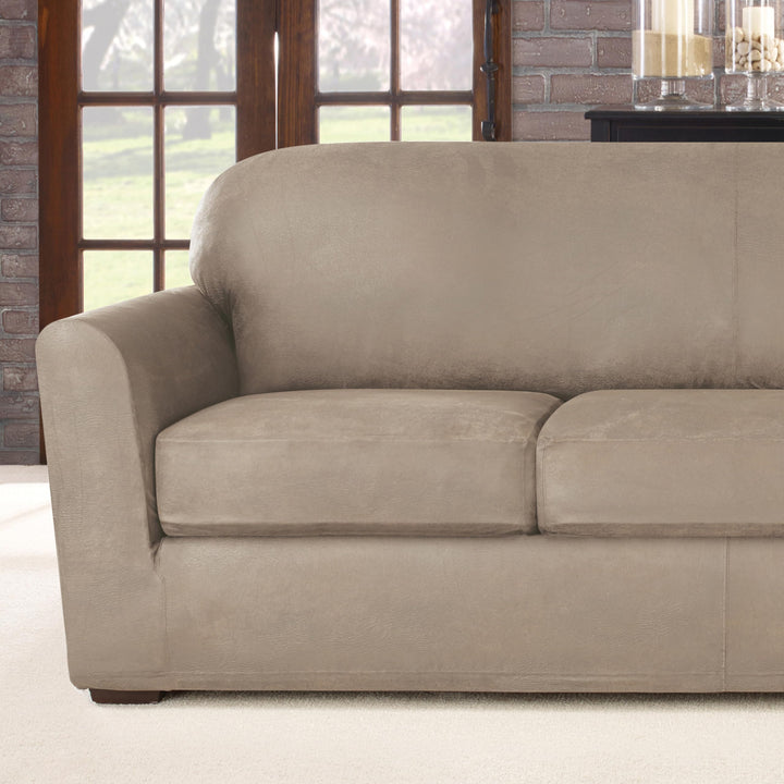 SureFit Ultimate Stretch Leather 4 PC Sofa Slipcover in Rustic Birch - Diamond Home USA