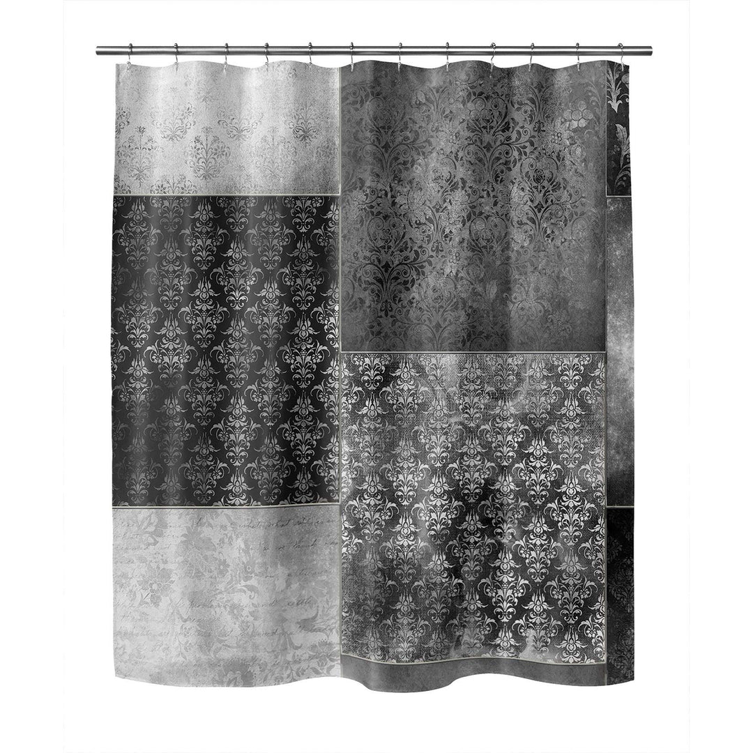 Eclectic ohemian Patchwork Dark Grey Shower Curtain by - 71x74 Grey Patchwork