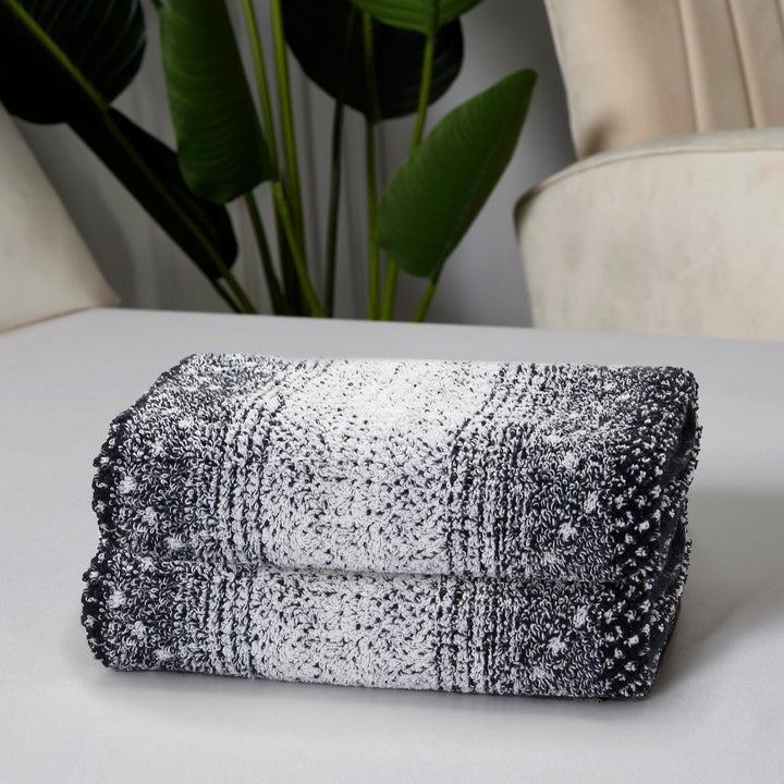 Stripe Cotton Highly Absorbent Jacquard Fashion Towel 20" 30" Black Hand