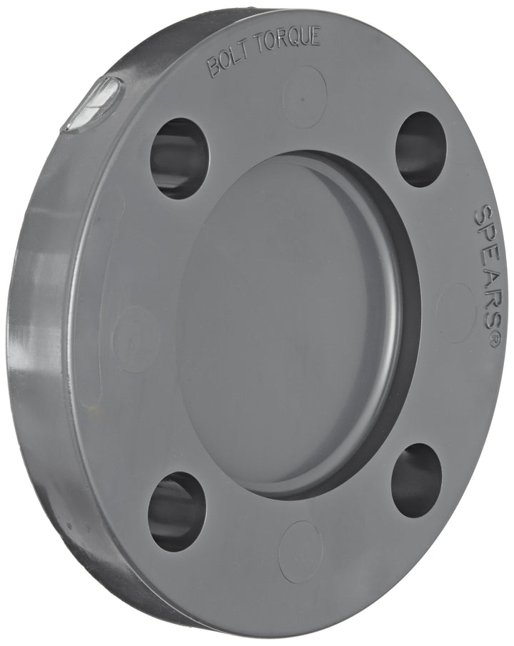 Spears 853 Series PVC Pipe Fitting Blind Flange Class 150 Schedule 80 Gray 2"