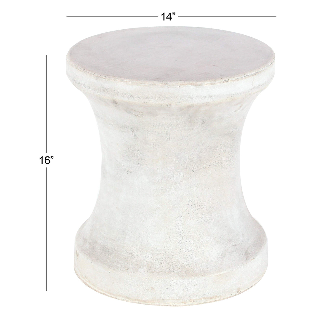 Fiber Clay Foot Stool 14 Inches Wide 16 High White Modern Contemporary Glass - Diamond Home USA