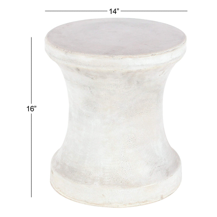 Fiber Clay Foot Stool 14 Inches Wide 16 High White Modern Contemporary Glass - Diamond Home USA