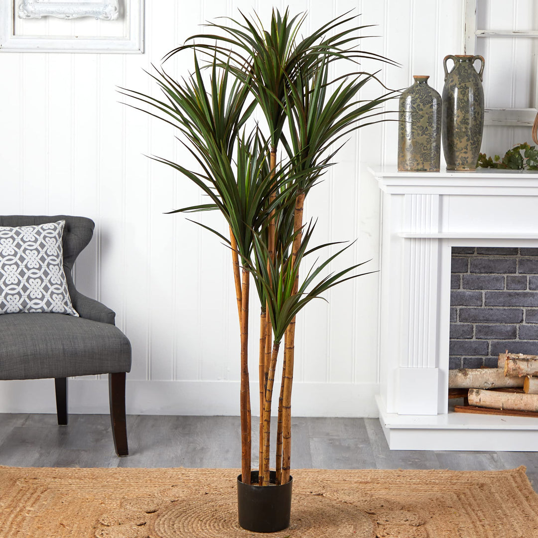 Nearly Natural 5.5’ Giant Yucca Artificial UV Resistant Silk Trees Green 66 - Diamond Home USA