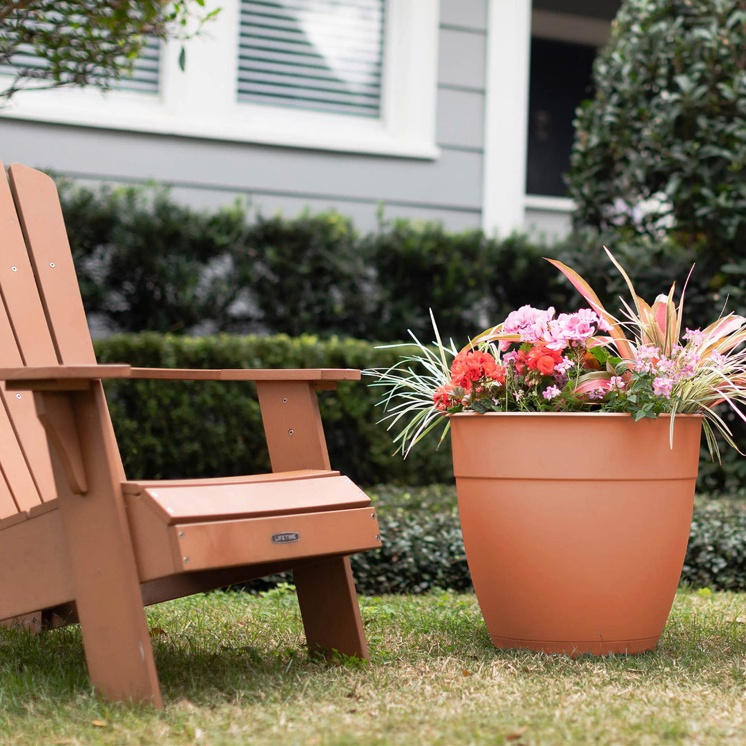 Bloem Dayton Planter with Saucer: 20" - Coral - 100% Recycled Plastic Pot - Diamond Home USA