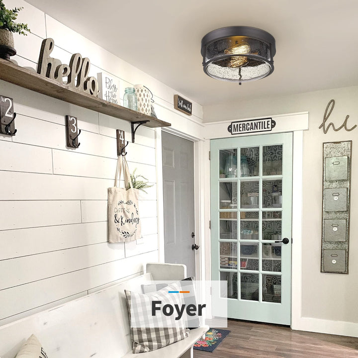 2-light Farmhouse Flush Mount Ceiling Lights Oil Rubbed Bronze Finish Black - Diamond Home USA